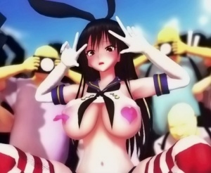 【To LOVEる】古手川唯がドスケベな島風コスでコミケ撮影会!乳首も陰毛も見えちゃっててカメコたちも大興奮www(MMD動画)