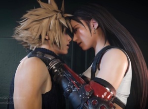 【FF7R】クラウドがティファのデカ尻・むっちり太ももで素股されて気持ち良く射精する3DCGアニメーション！