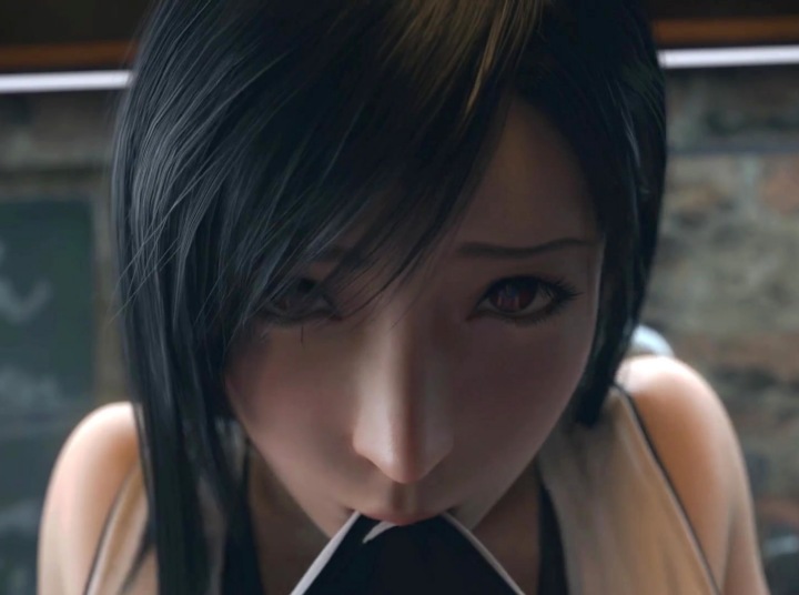 【FF7R】ティファとクラウドが目だけを見つめ合って情熱的な本気SEX！（3Dアニメ）