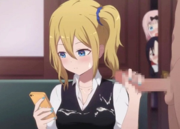【かぐや様は告らせたい】早坂愛のスマホ片手間手コキで顔面・制服ぶっかけするエロアニメーション！