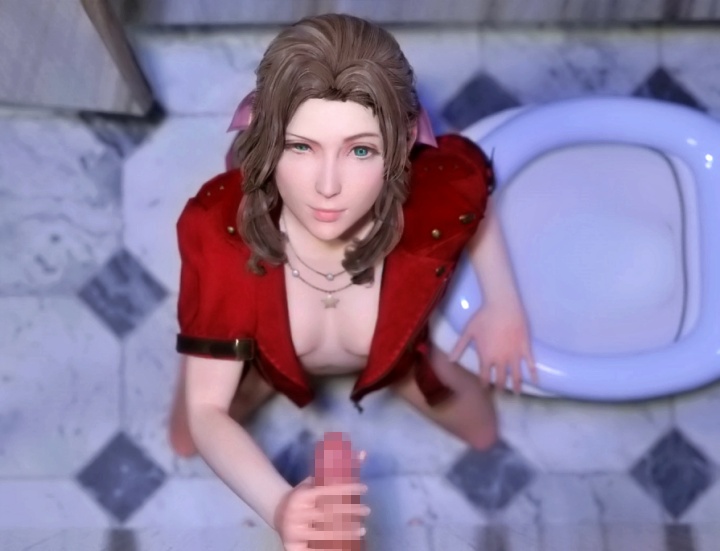 【FF7R】エアリスさん、公衆トイレのグローリーホール(壁穴)でフェラチオのバイトしてしまう…。