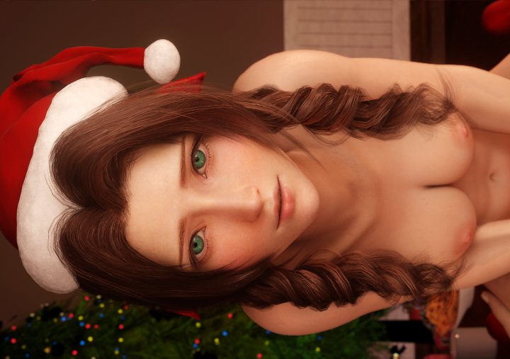 【性の6時間】エアリスがクリスマスの性夜にサンタコスでセックスする3Dアニメ（FF7R）