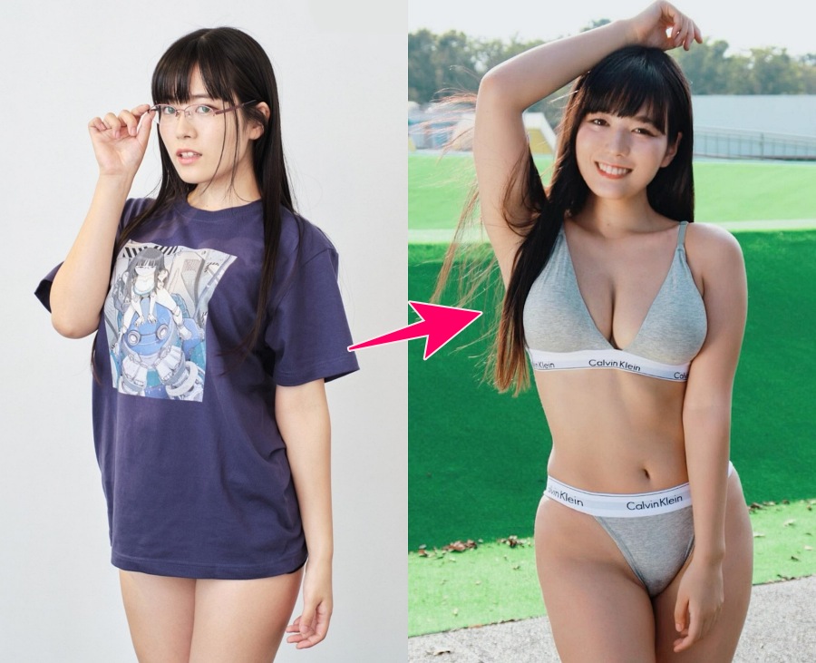 【画像】地味顔メガネ女子、制服を脱いだら巨乳＋クソデカ尻だったｗｗｗ